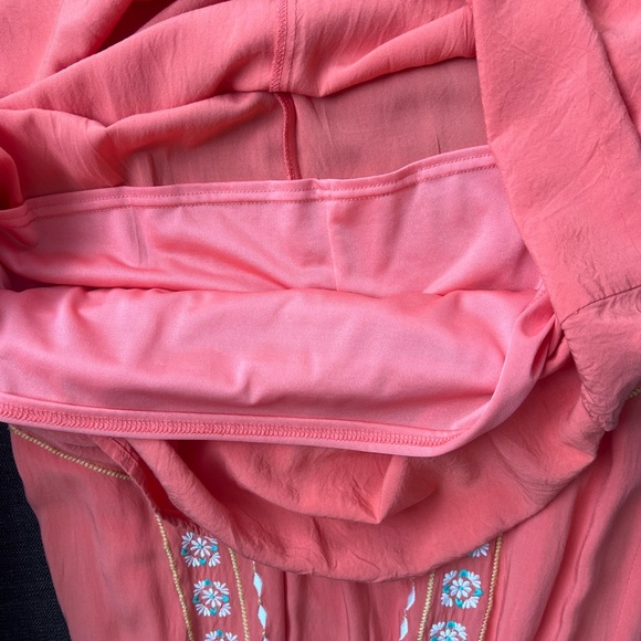 Flying Tomato Topical Orange Maxi Dress Size Small Embroidered Lined Cruise - Picture 6 of 11